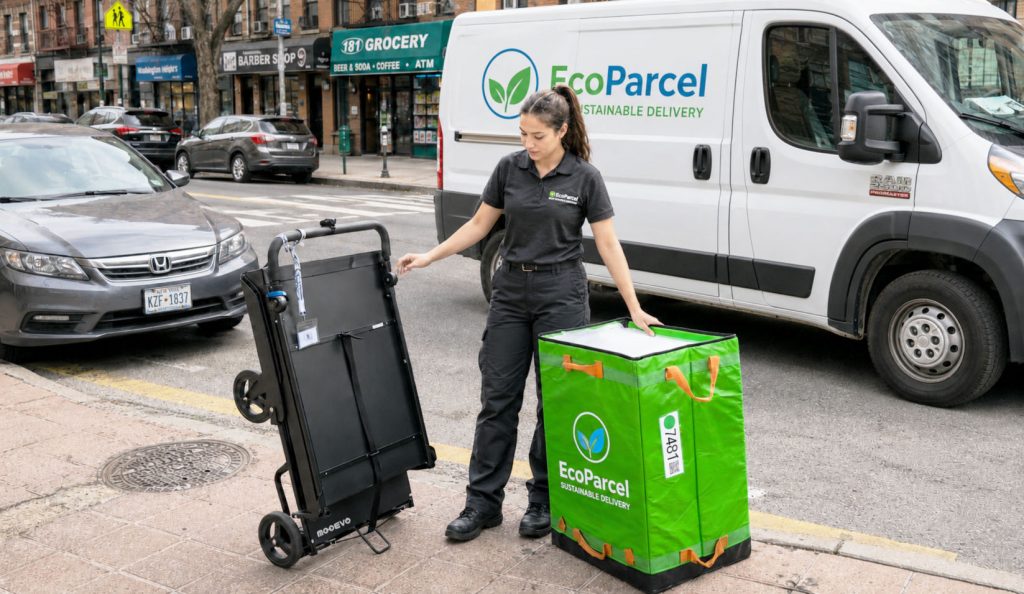 electric van cart delivery dsp nyc sorting totes