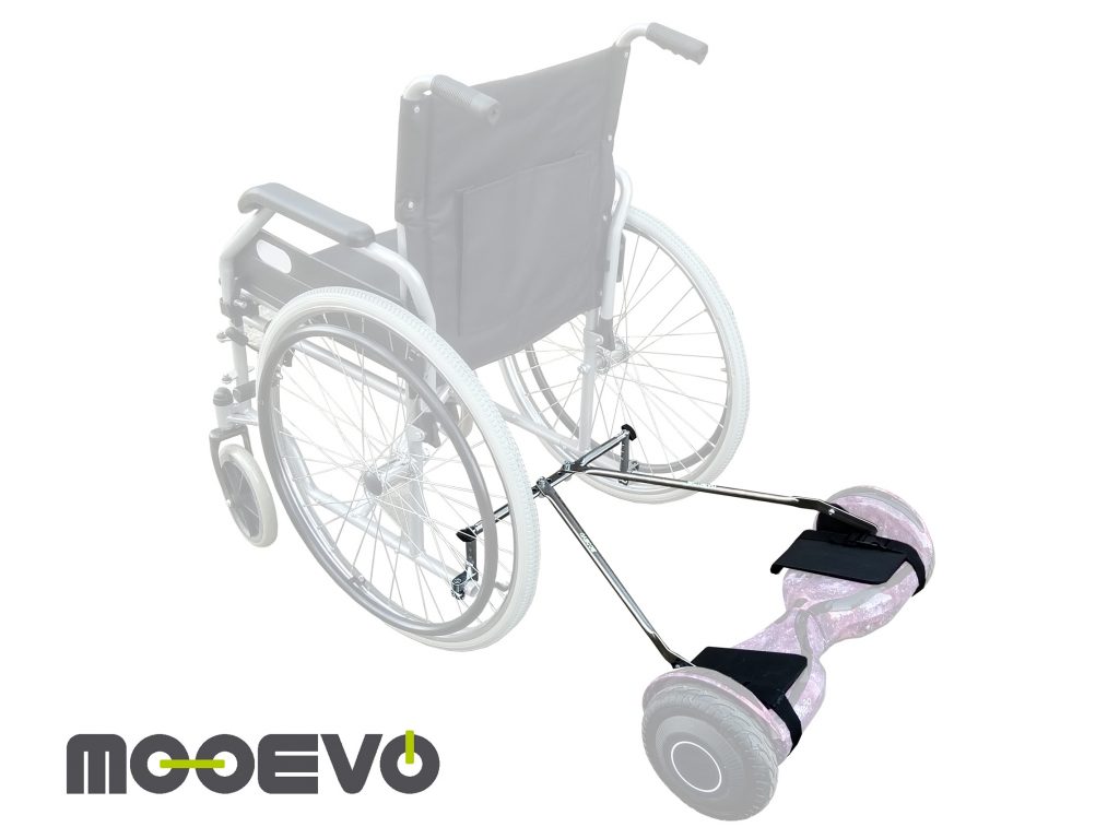 kit adaptador de hoverboard para silla de ruedas instalado mooevo aidwheels