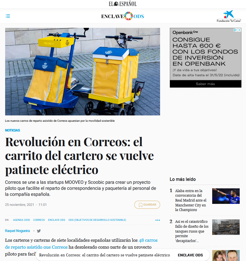 Los nuevos carros de reparto asistido de Correos apuestan por la movilidad sostenible. El Español.