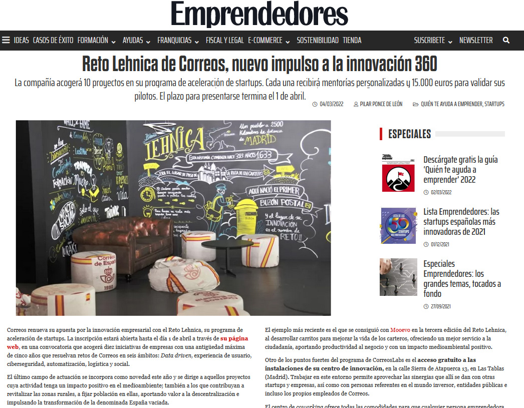 Reto Lehnica de Correos, nuevo impulso a la innovación 360. Revista EMPRENDEDORES