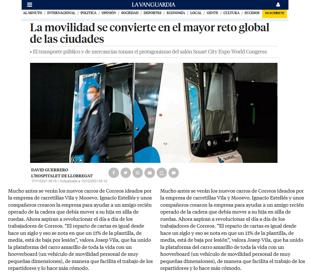 La movilidad se convierte en el mayor reto global de las ciudades. La Vanguardia.