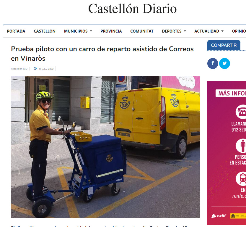 Carteros de Vinaroz ya reparten en carro eléctrico. Castellón Diario.