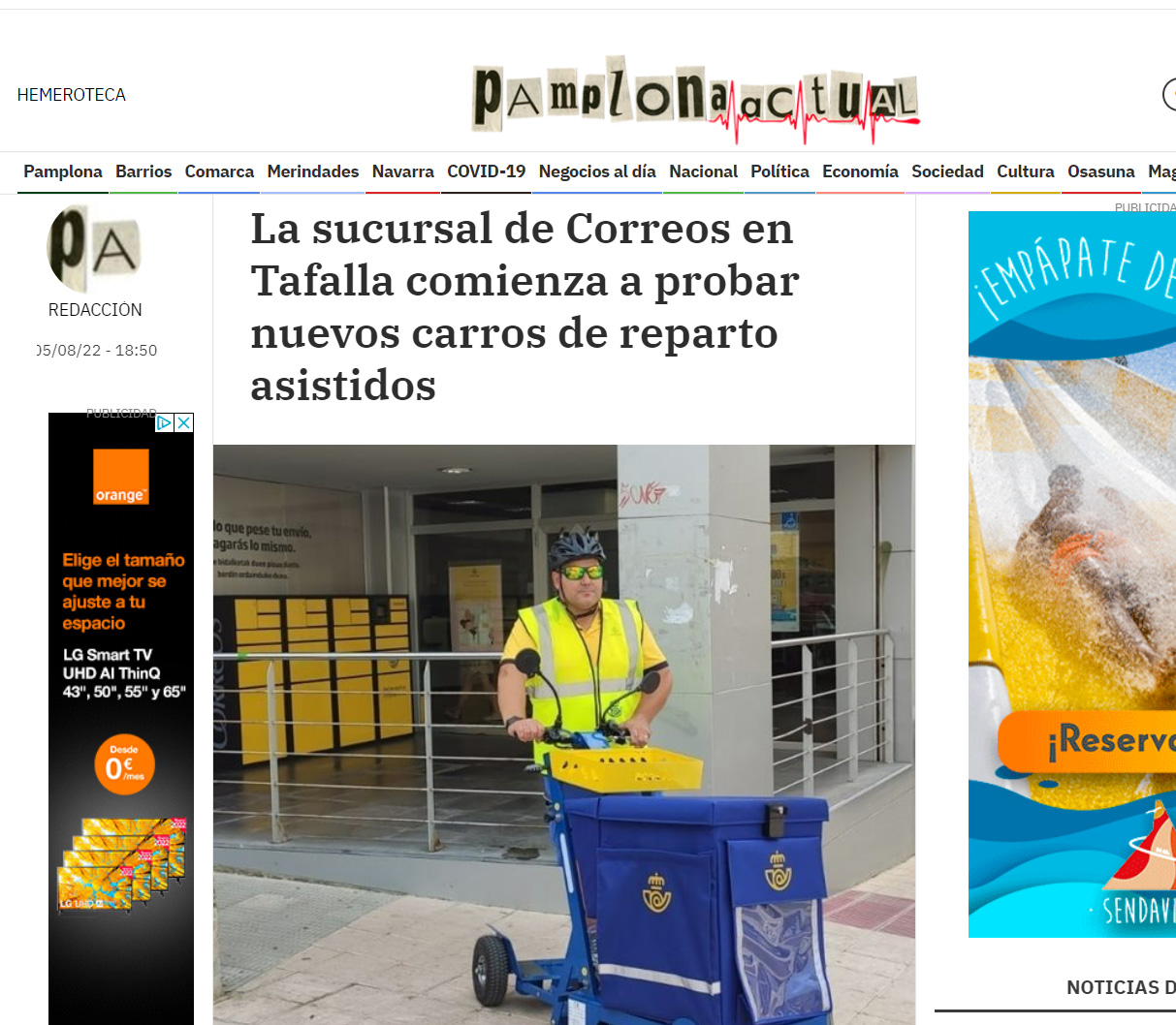 Nuevos carros de reparto asistidos de Correos en Tafalla. Pamplona Actual.