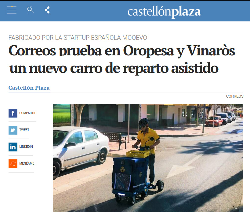 Carros electrificados de MOOEVO para CORREOS en Vinarós y Oropesa. Castellón Plaza.
