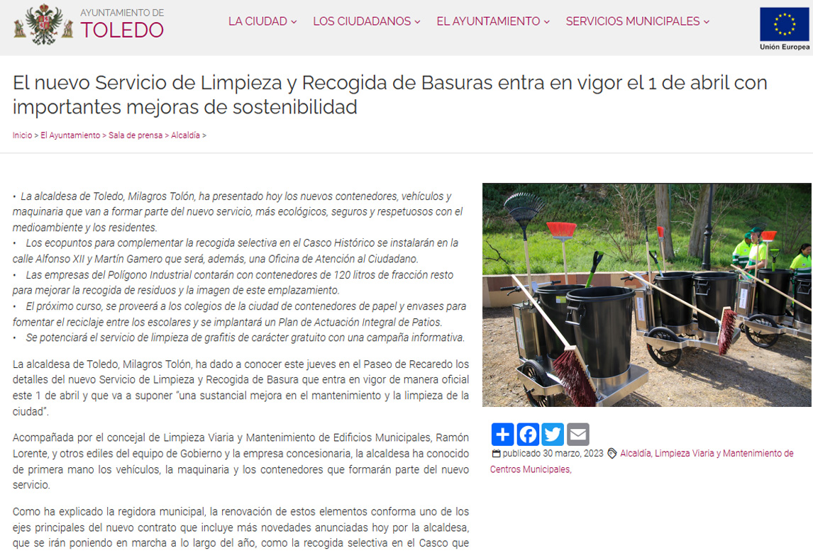Carritos eléctricos MOOEVO se incorporan a la flota de limpieza del Ayuntamiento de Toledo
