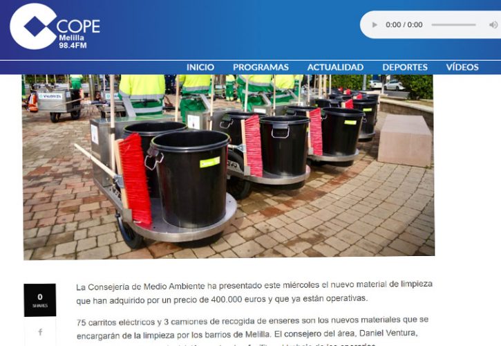 Melilla impulsa la modernización de la limpieza urbana con 75 carritos eléctricos MOOEVO CLEAN PRO